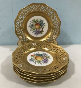 Set of 6 Hand Painted Dresden Dessert Plates