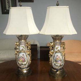 Pair of  Old Paris Lamps