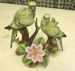 Pair of Porcelain Parakeet