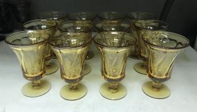 Vintage Set of 12 water Amber Depression