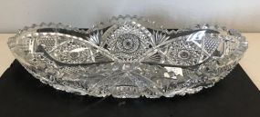 Large Cut Crystal Boat Style Serving Dish