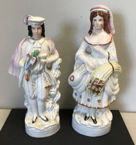 Pair of Staffordshire Style Figurine Man and Lady 12