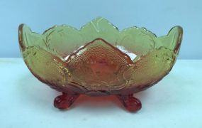 Vintage Red Yellow Carnival Glass Bowl