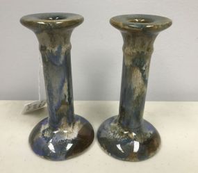 Pair of Pottery Candle Holders