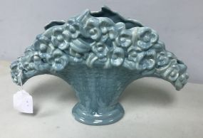 Vintage 1950's Royal Haeger Turquoise Flower Fan Vase