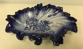 Vintage Flow Blue Seashell Shape Dish Signed