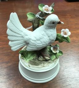 Vintage Gorham Porcelain Dove Figurine & Music Box