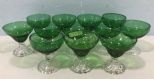 Set of 12 Vintage Anchor Hocking Forest Green Cocktail Glasses