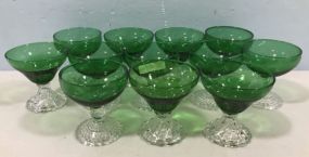 Set of 12 Vintage Anchor Hocking Forest Green Cocktail Glasses