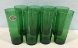 Set of 8 Vintage Anchor Hocking Forest Green Tumblers Flat