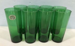 Set of 8 Vintage Anchor Hocking Forest Green Tumblers Flat