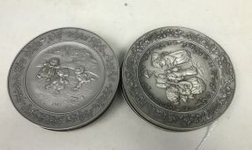 Set of 13 Christmas Pewter Plates by Hallmark Limited Edition