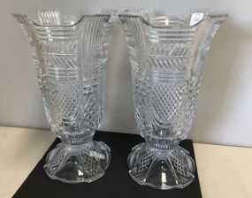 Pair of Crystal Pressed Glass Vases