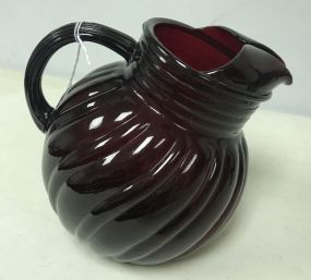 Vintage Ruby Red Pitcher w/ Ice Lip Rare by Anchor Hocking