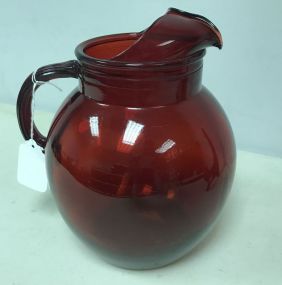 Vintage Ruby Red Pitcher by Anchor Hocking