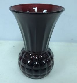 Vintage Large Ruby Red Vase Bubbles Design on Bottom by Anchor Hocking