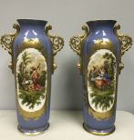 Pair of Tall 19th Century Old Paris Vases