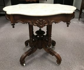 Antique Rosewood Marble Turtle Top Table