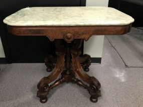 Antique Walnut Victorian Marble Top Center Table