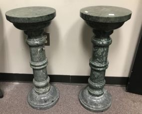 Pair of Green Marble Pedestals