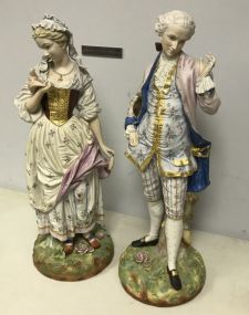 Pair of Antique Bisque Figurines Lady & Gentleman 20