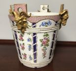 19th Century Sevres Milk Pail w/ Gold Ram Heads Rare 14