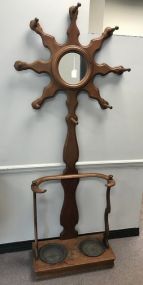 Antique Walnut Sunburst Hall Tree