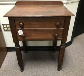Antique Walnut Two Drawer Night Table