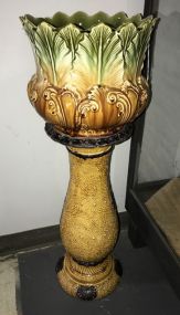 Victorian Majolica Style Planter on Pedestal