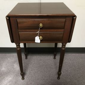 20th Century Mahogany Drop Leaf Night Table 