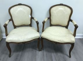 Pair of Antique Walnut French Style  Arm Chairs