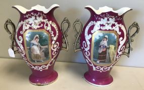 Pair of Old Paris Vases 