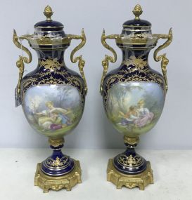 Pair of Signed Sevres Urns 13