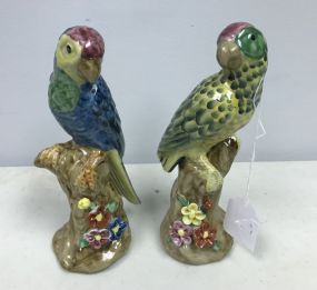 Pair of Vintage Porcelain Parrots