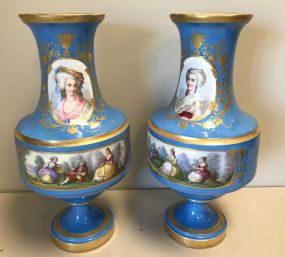 Pair of Blue Sevres Vases 18 1/2