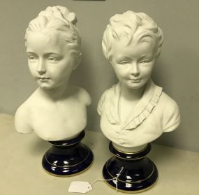 Pair of Goumot Labesse Busts Boy & Girl