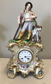 Old Paris Boy & Dog Mantle Clock