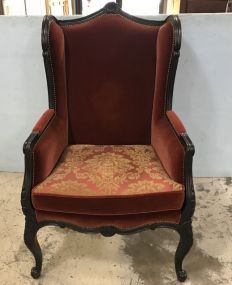 20th Century Black wood Red Velvet Parlor Chairs