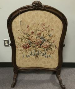 Antique Reproduction  Walnut Fire Screen Tapestry