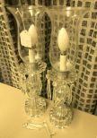 Pair of Crystal Hurricane Lamps