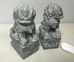 Pair of Marble Foo Dogs Vintage