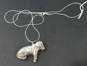 .925 Silver Dog Pendent and Chain