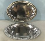 Pair of Pewter Mother Of Pearl  Serving Trays
