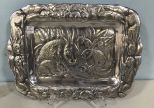 Arthur Court Rabbit Pattern Pewter Tray