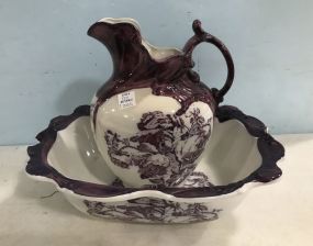 Ironstone Staffordshire Pitcher and Bowl