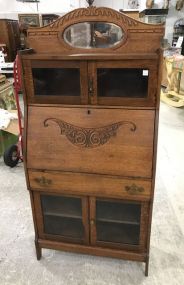 Antique Oak Secretary Desk Bookcase