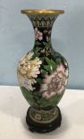 Chinese Cloisonne Brass Enamel Black Vase