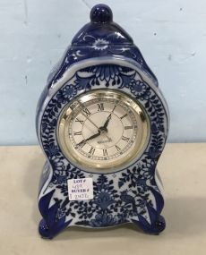 Modern Blue and White Porcelain Mantle Clock