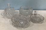 Group of Cut Glass and Etched Glasses Dishes