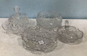 Group of Cut Glass and Etched Glasses Dishes